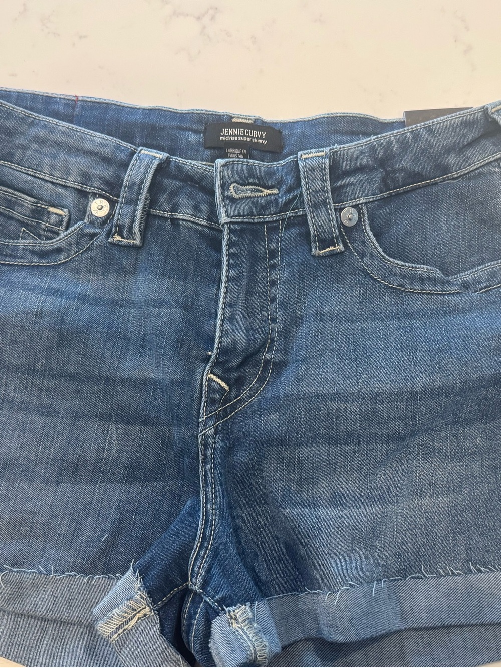 True Religion women’s Jennie Curvy mid-rise super skinny denim shorts size 29